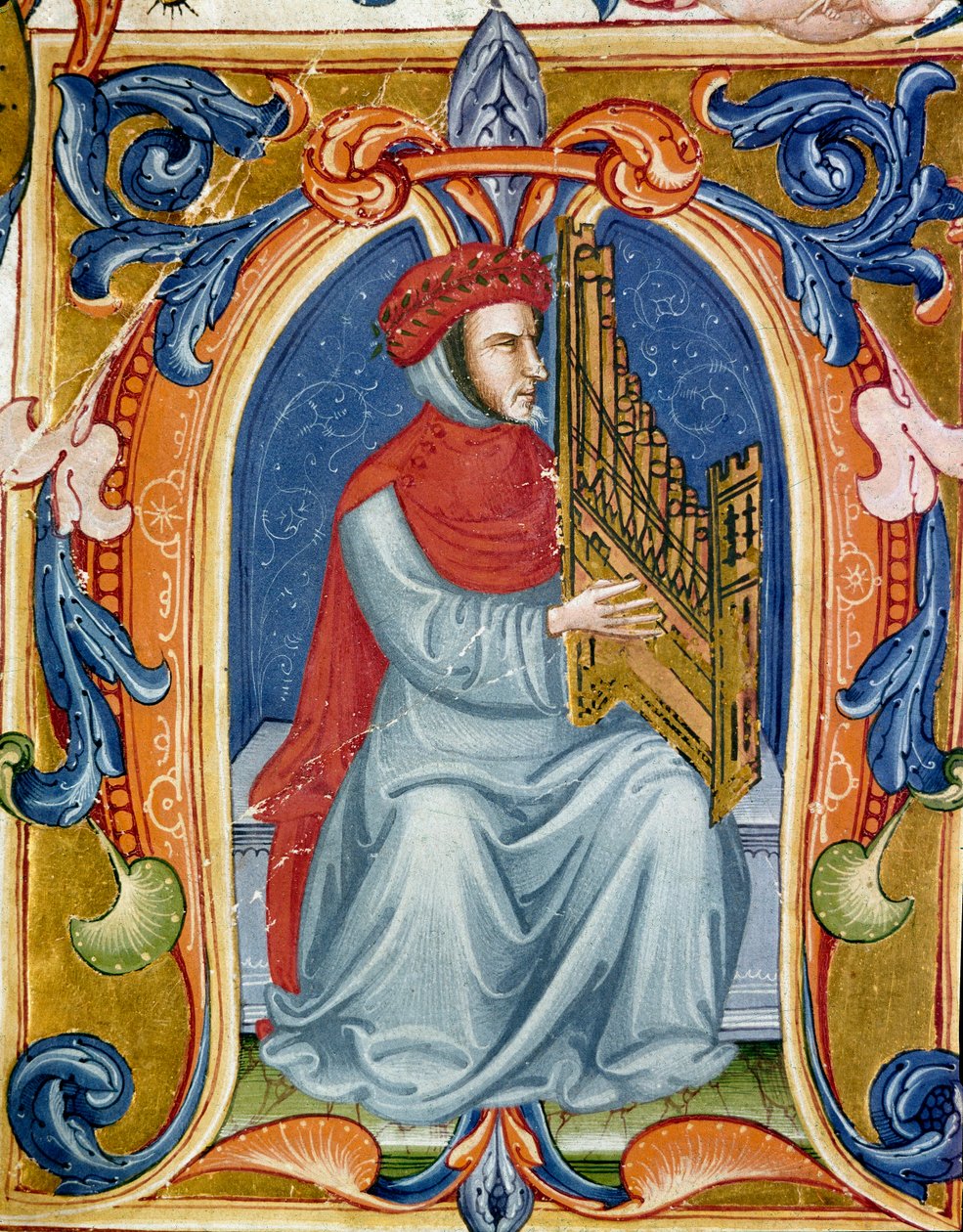 Portrait of Francesco Landini playing organ by Italian School
