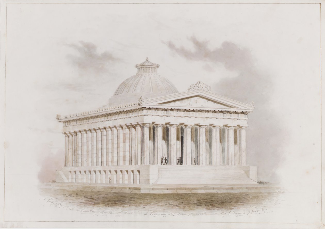 U. S. Custom House, New York Perspective, 1834 by Ithiel Town