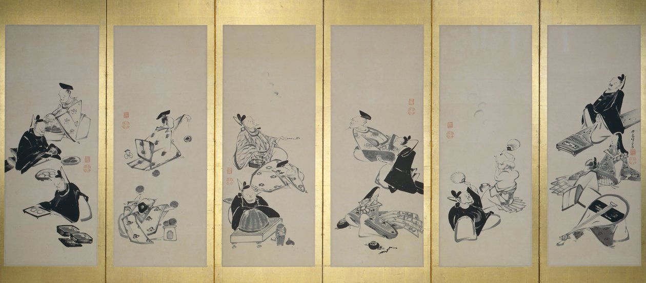 The Thirty-Six Immortal Poets (1 of a pair) by Ito Jakuchu