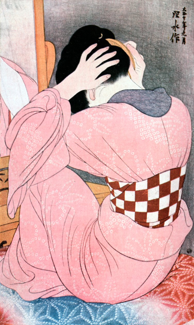 A Girl Dressing Her Hair by Ito Shinsui