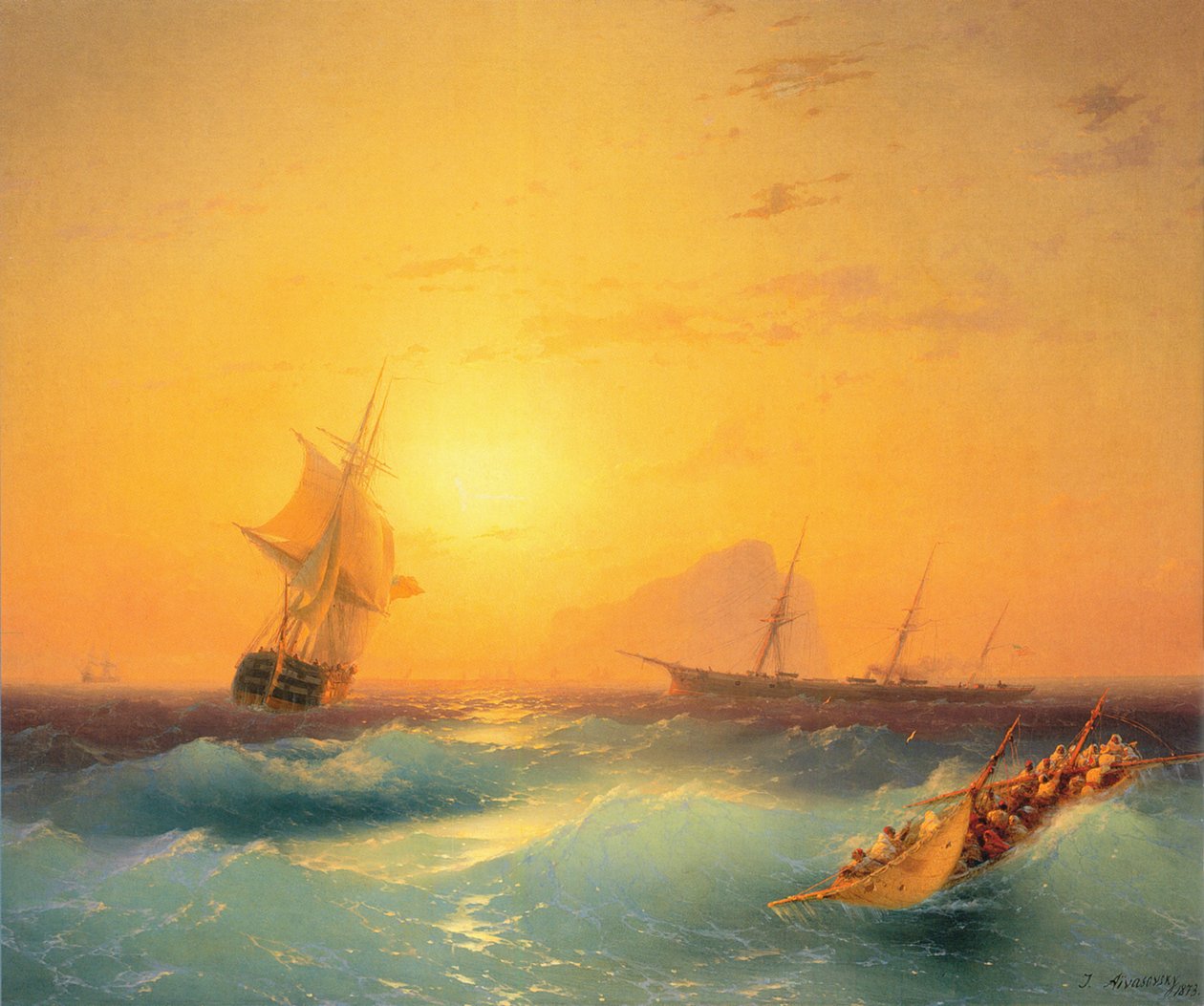 American ships off the Rock of Gibraltar by Ivan Konstantinovich Aivazovsky