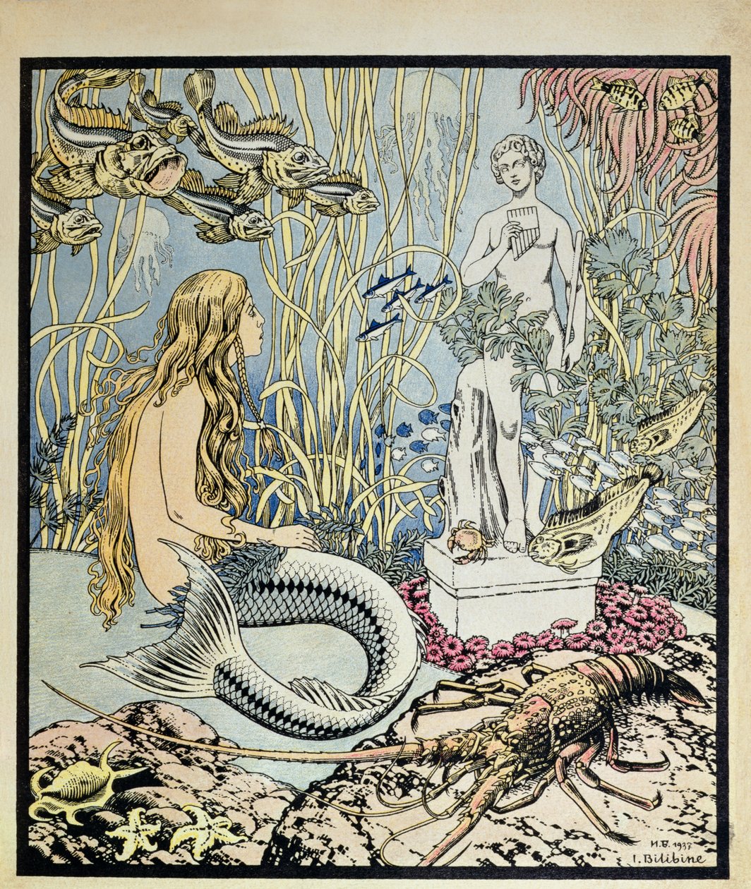 The Little Mermaid Before a Statue in the Sea by Ivan Yakovlevich Bilibin