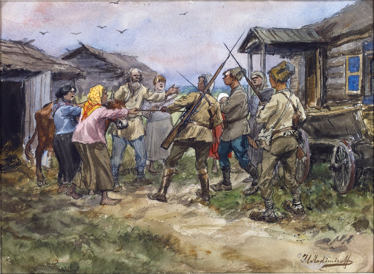 Requisition of cattle for the Red Army in a village near Luga by Ivan Alexeyevich Vladimirov