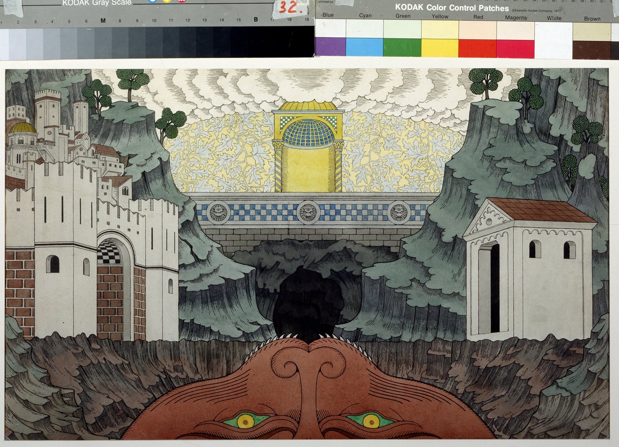 Stage Design for the Play Le Miracle de Theophile by Rutebeuf by Ivan Yakovlevich Bilibin