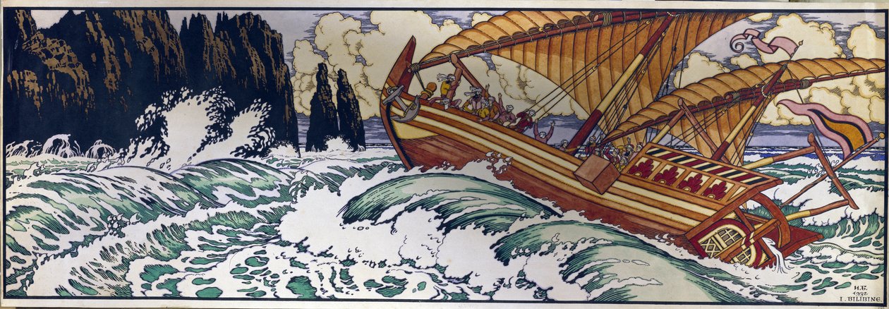 Sinbad the Sailor. Illustration for the Traditional Arabic Tale 