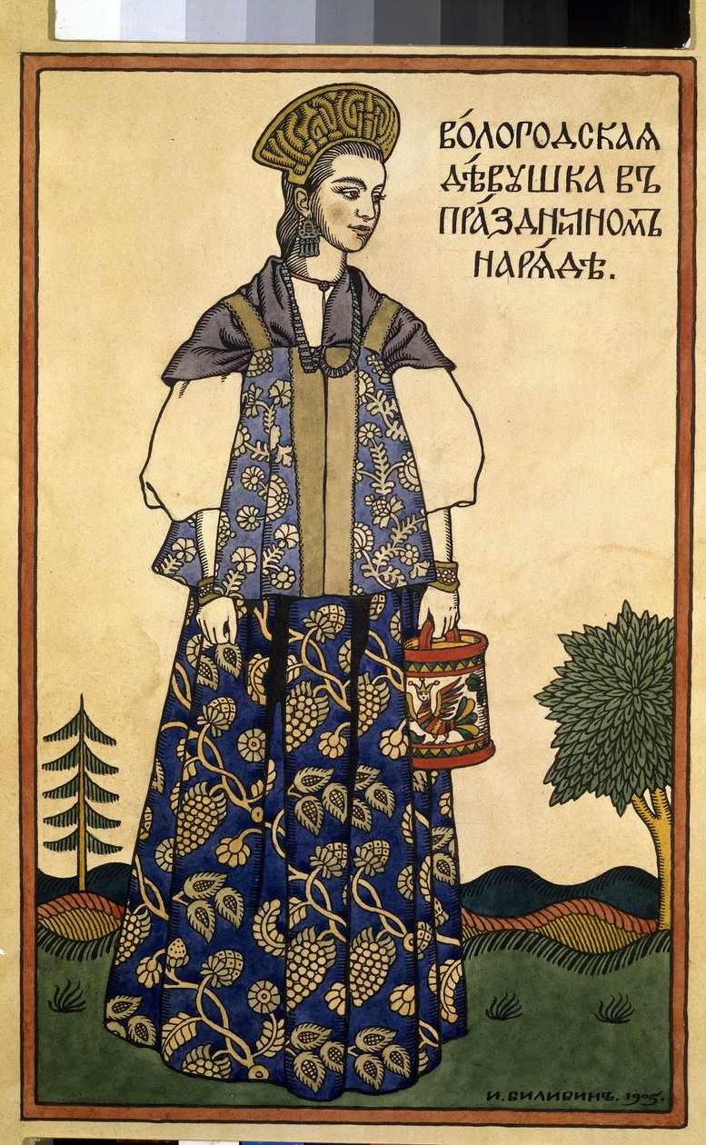 A Maiden from Vologda in Festive Dress. by Ivan Yakovlevich Bilibin