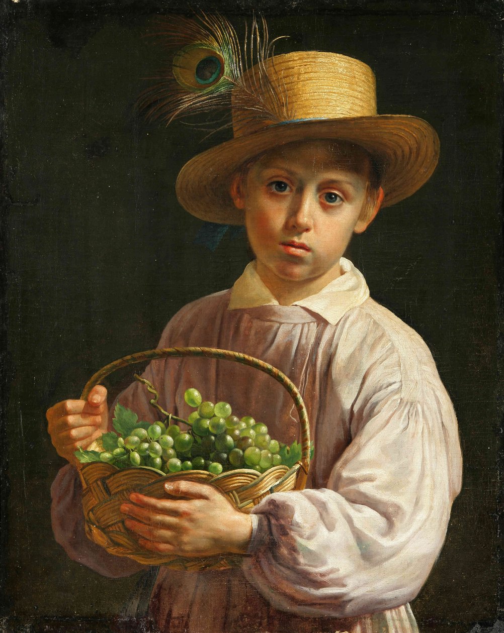 Jan Chrucki. Boy in a Straw Hat, 19th Century by Ivan Khrutsky