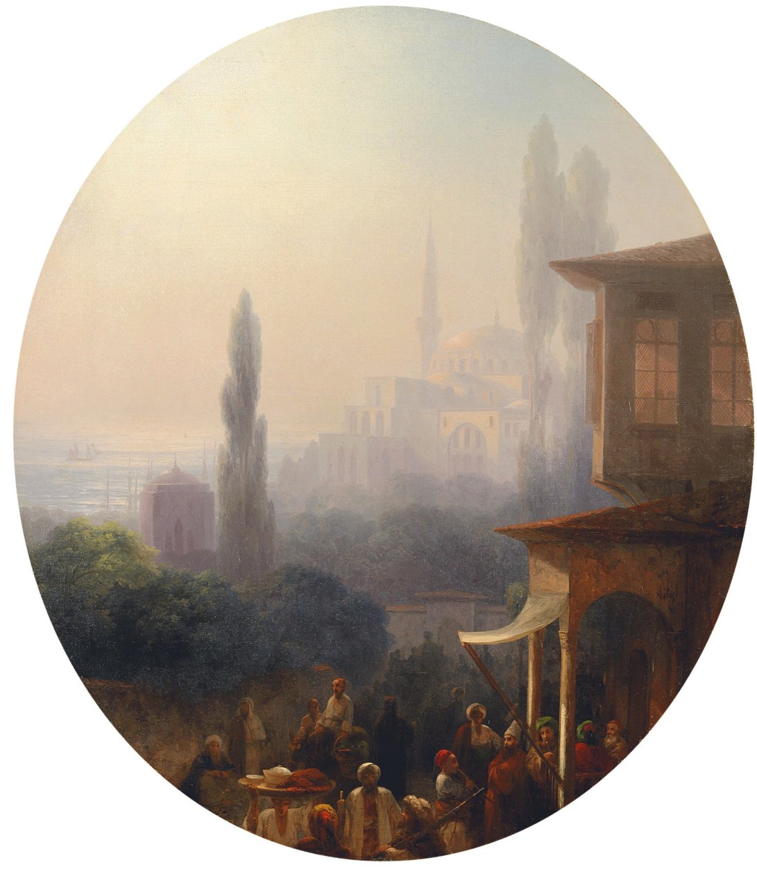 A Market Scene in Constantinople, with the Hagia Sophia Beyond by Ivan Konstantinovich Aivazovsky