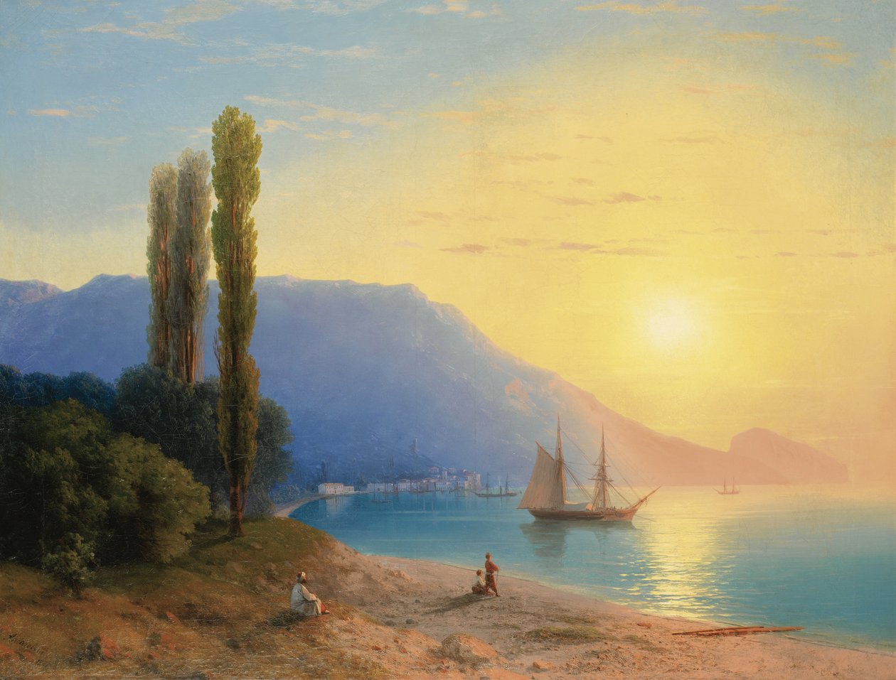 Sunset over Yalta by Ivan Aivazovsky, 1861 by Ivan Konstantinovich Aivazovsky