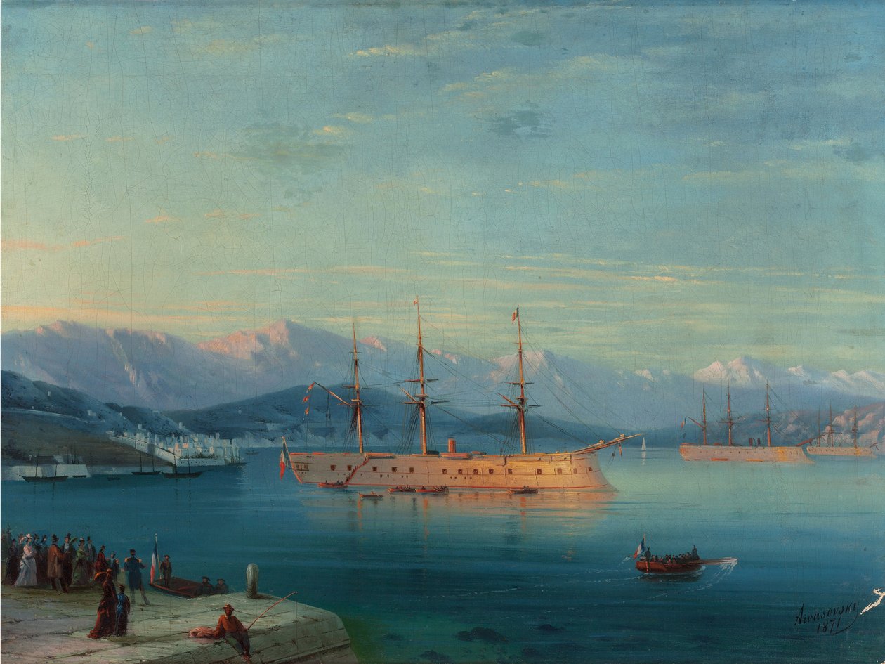 French Ships Departing the Black Sea 1871 by Ivan Konstantinovich Aivazovsky