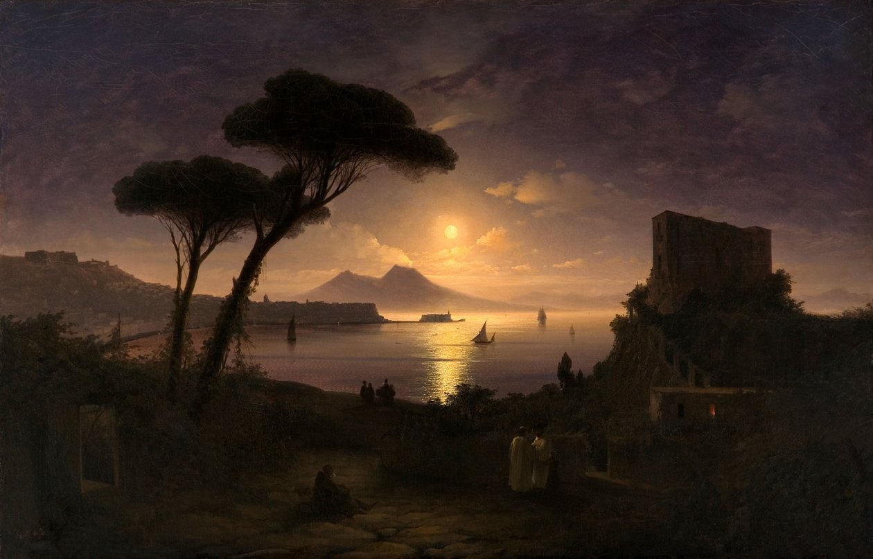 The Bay of Naples at Moonlit Night by Ivan Konstantinovich Aivazovsky