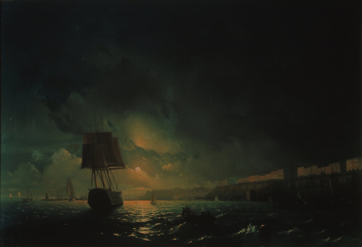 View over Odessa at moonlight night, 1896 by Ivan Konstantinovich Aivazovsky