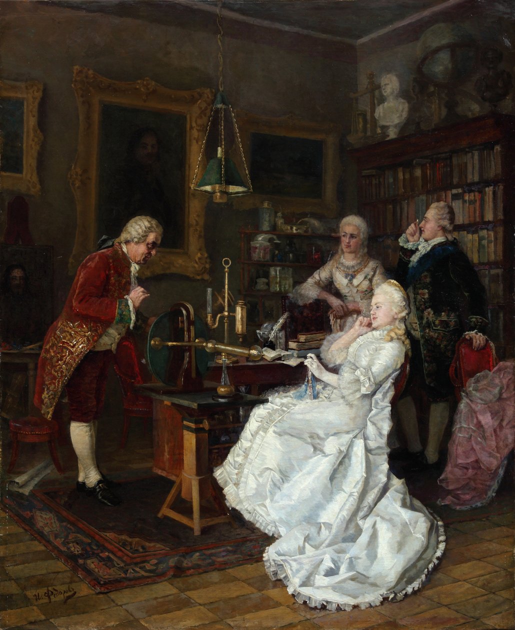 Empress Catherine II visiting the scholar Mikhail Lomonosov by Ivan Kuzmich Fyodorov