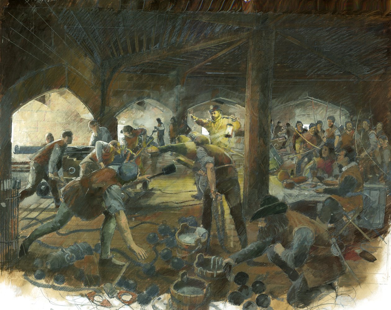 Gun Deck, Pendennis Castle by Ivan Lapper