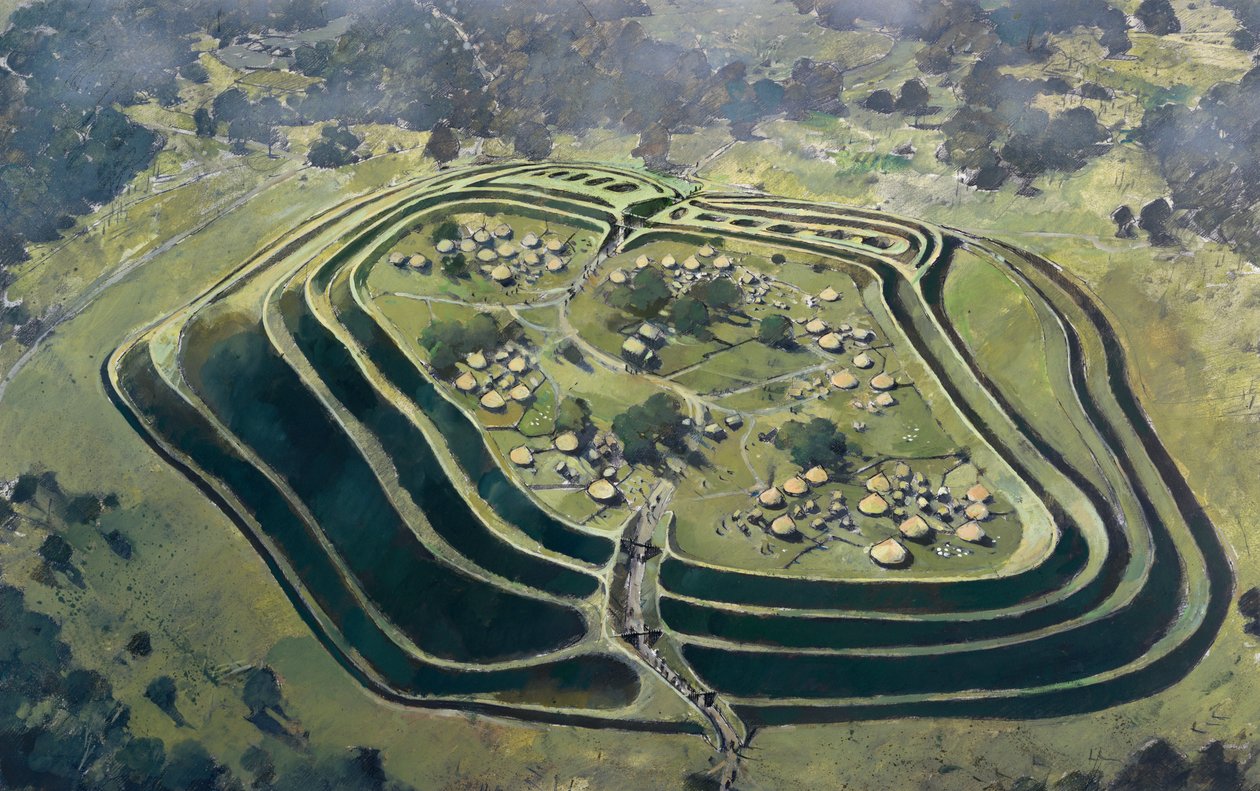 Old Oswestry Hill Fort, at the height of its occupation, Iron Age, c1970-2010 by Ivan Lapper