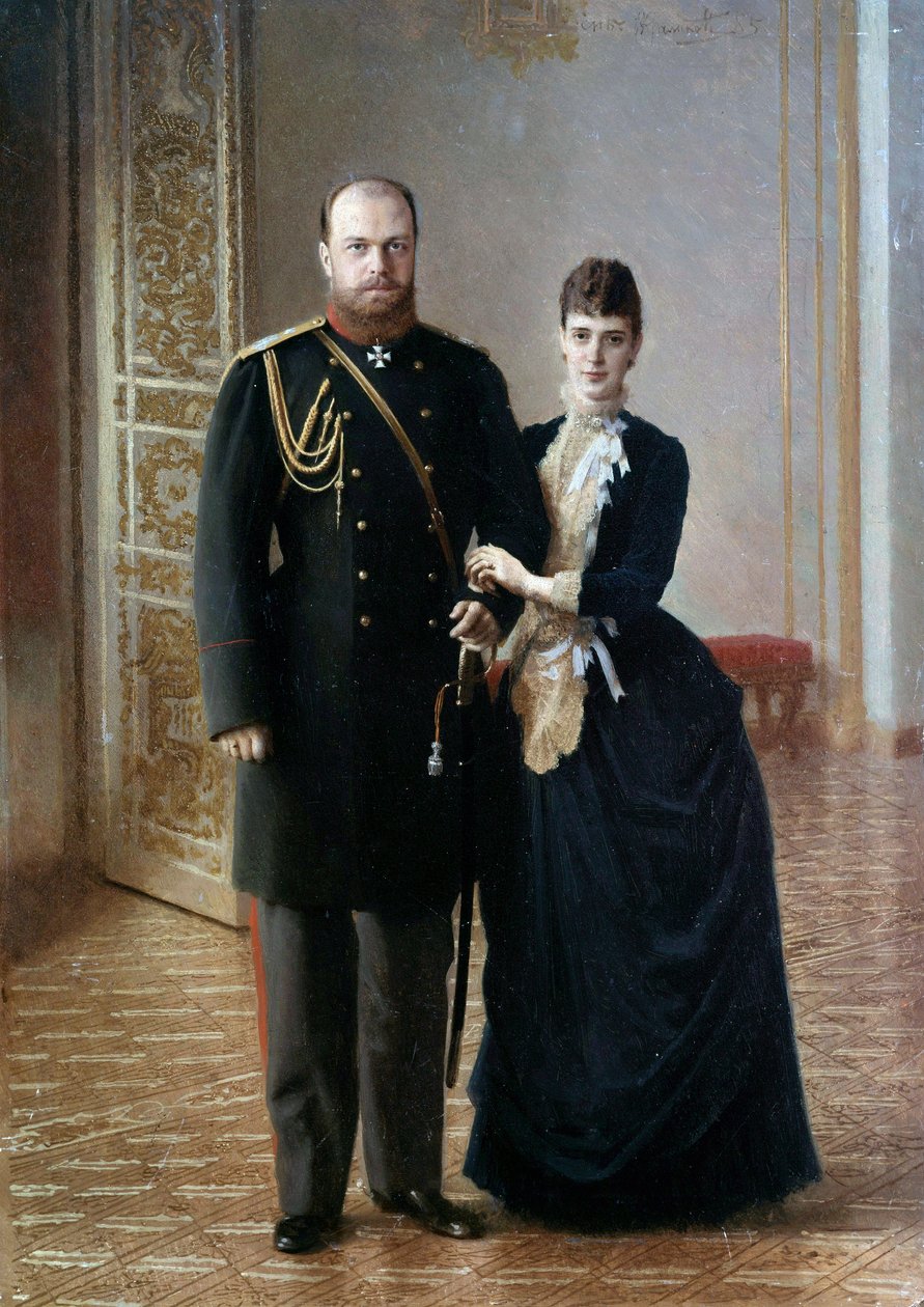 Portrait of Tsar Alexander III (1845-1895) with Maria Fedorovna by Ivan Nikolaevich Kramskoy