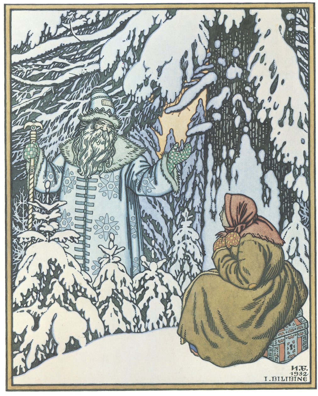 Illustration for the Fairy tale Morozko, 1932 by Ivan Yakovlevich Bilibin