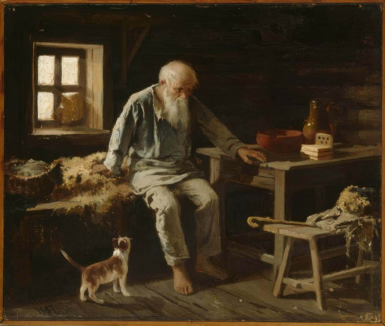 Old Man with His Cat by Iwan Andrejewitsch Pelewin