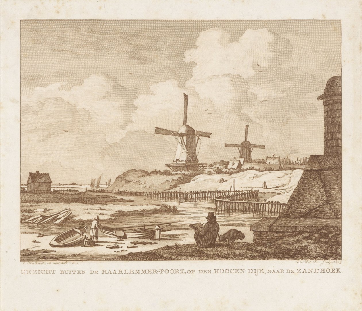 View Outside the Haarlemmerpoort in Amsterdam with a Seated Draughtsman by Izaak Jansz. de Wit