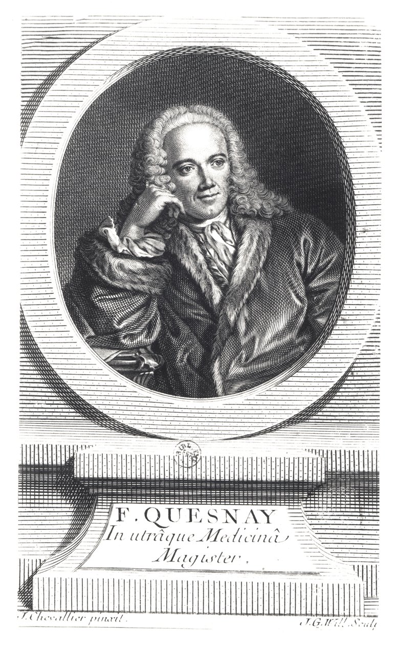 Portrait of Francois Quesnay, Engraved by Johan Georg Wille by J. Chevallier