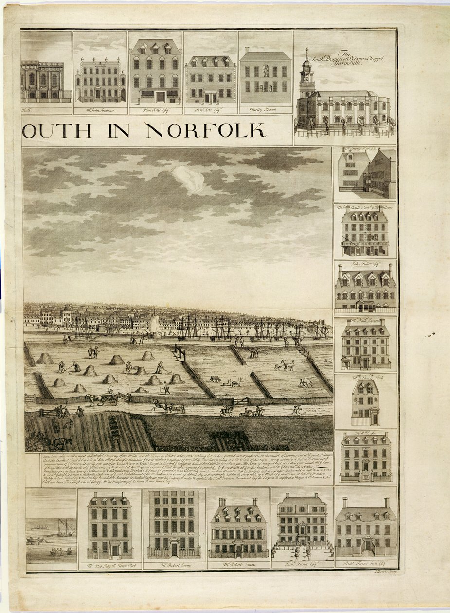 The West Prospect of the Town of Great Yarmouth in Norfolk, engraved by John Harris by J. Corbridge