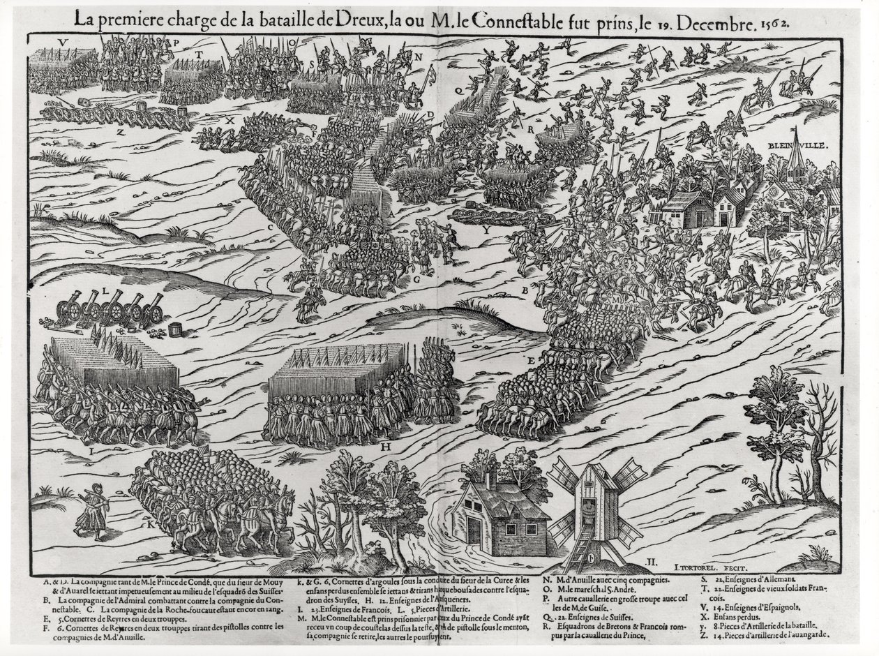 The Battle of Dreux, 19th December 1562 by J. J. and Tortorel, J. Perrissin