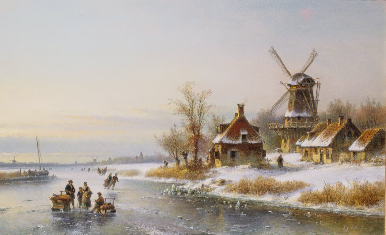 Winter Landscape with a Windmill, 19th century by Lodewijk Johannes Kleyn