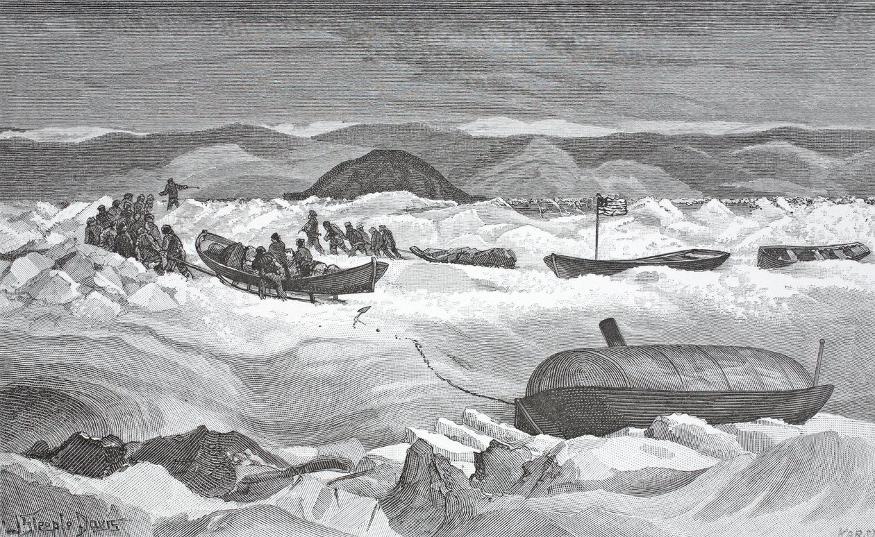 Abandoning Launch, Lady Greely, September 10, 1883, pub. London 1886 by J. Steeple Davis