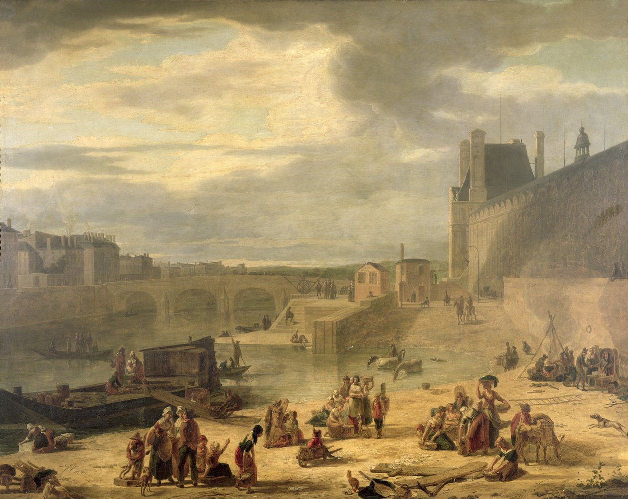 View of the Grand Gallery of the Louvre, the Tuileries and the Pont Royal, c.1795 by J.F. De Pelchin