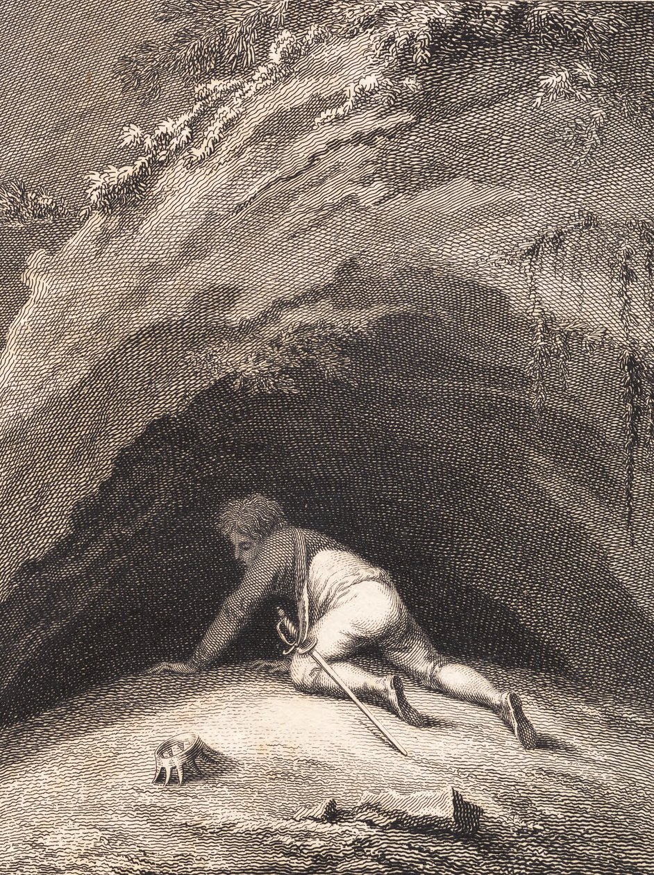 The Beaten Niels Klim Crawls into the Cave by J.F. Clemens