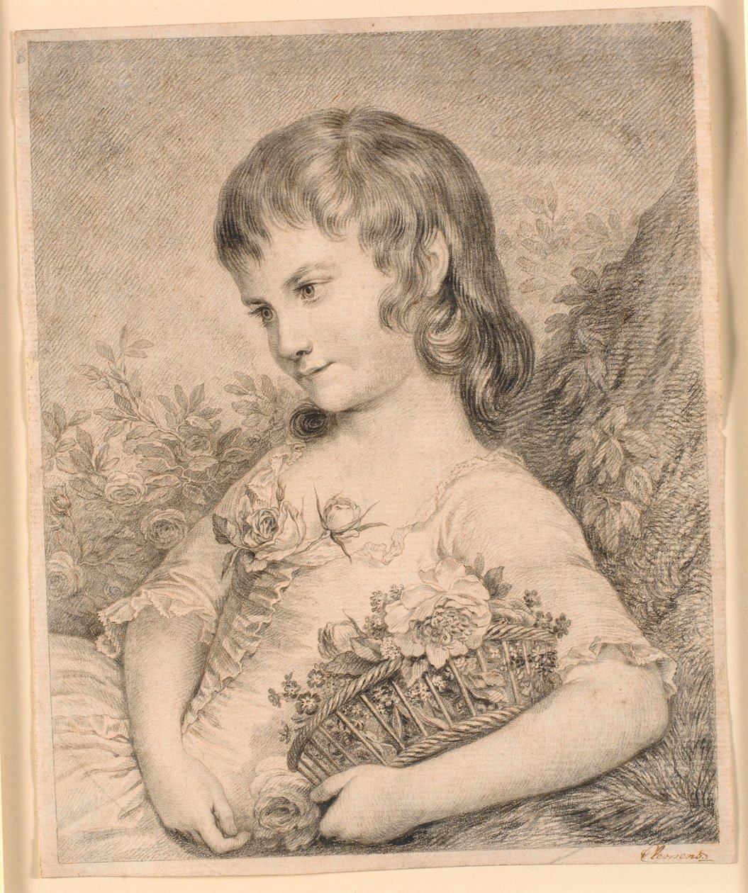 Little Girl with a Flower Basket (Octavie Diodati) by J.F. Clemens