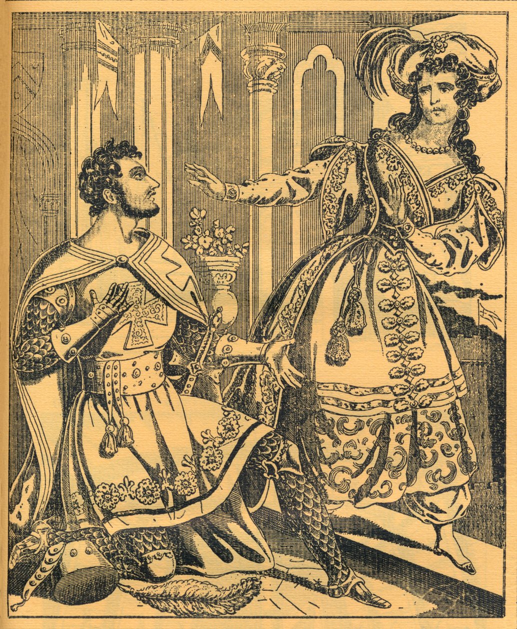 Ivanhoe: Sir Brian de Bois Guilbert & Rebecca, 19th century by JL Marks