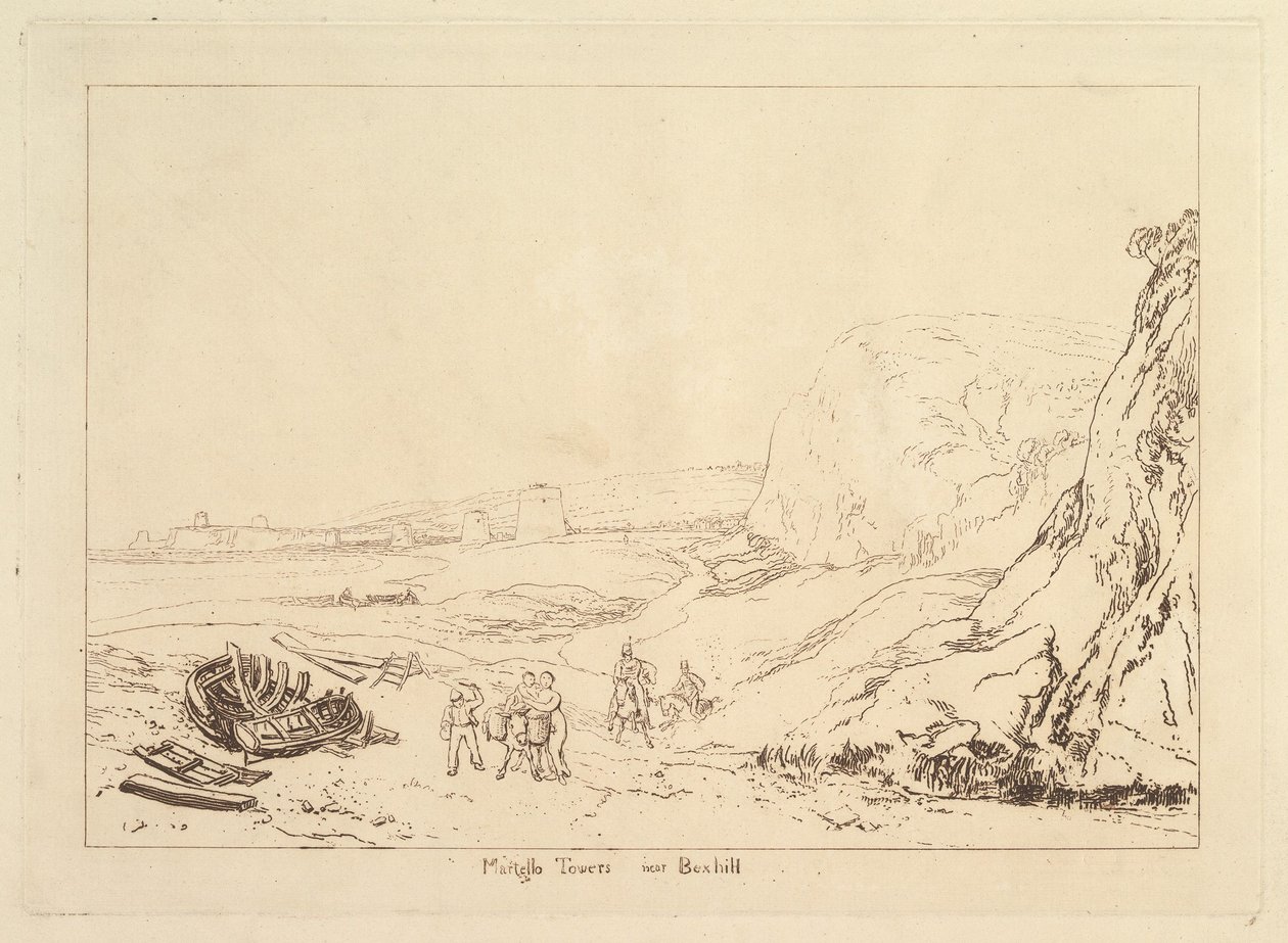 Martello Towers near Bexhill, Sussex Liber Studiorum, part VII, plate 34, 1811 by Joseph Mallord William Turner