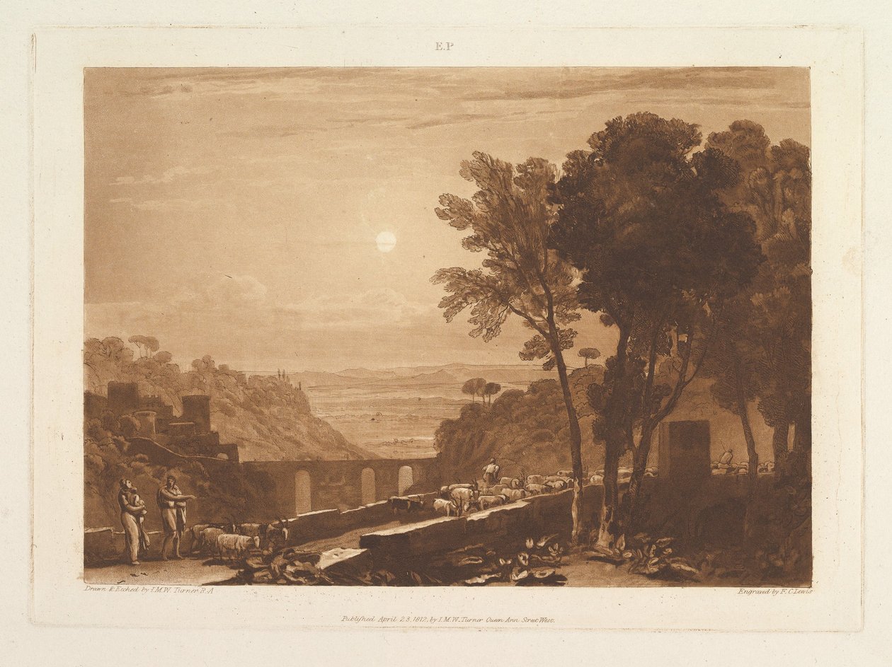 The Bridge and Goats, Liber Studiorum, part IX, plate 43 by Joseph Mallord William Turner