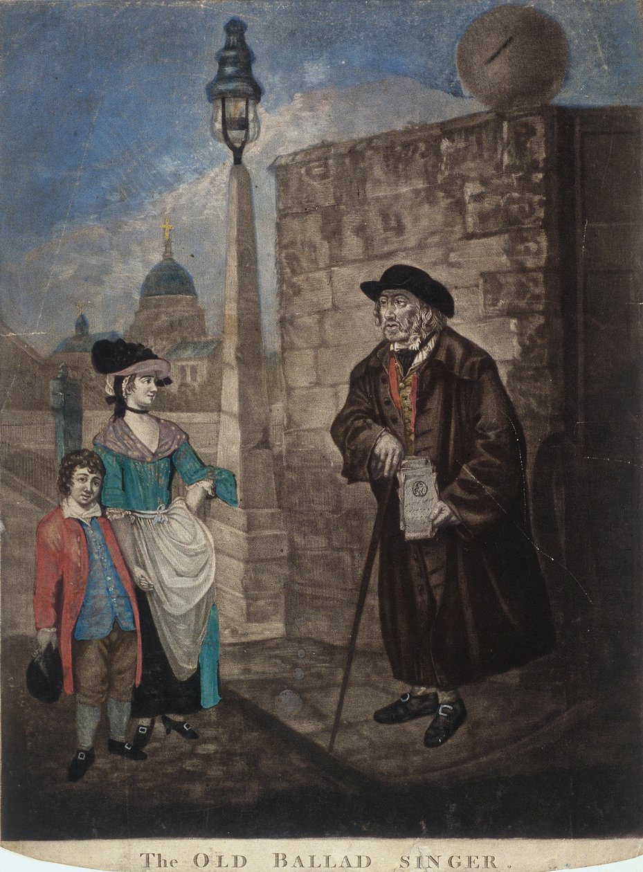 Old Ballad Singer Standing on a Street Corner by JR Smith