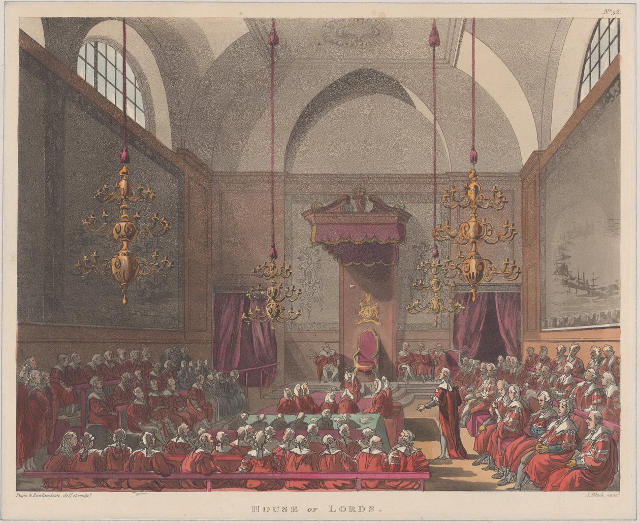 House of Lords, 1808 by J. Bluck