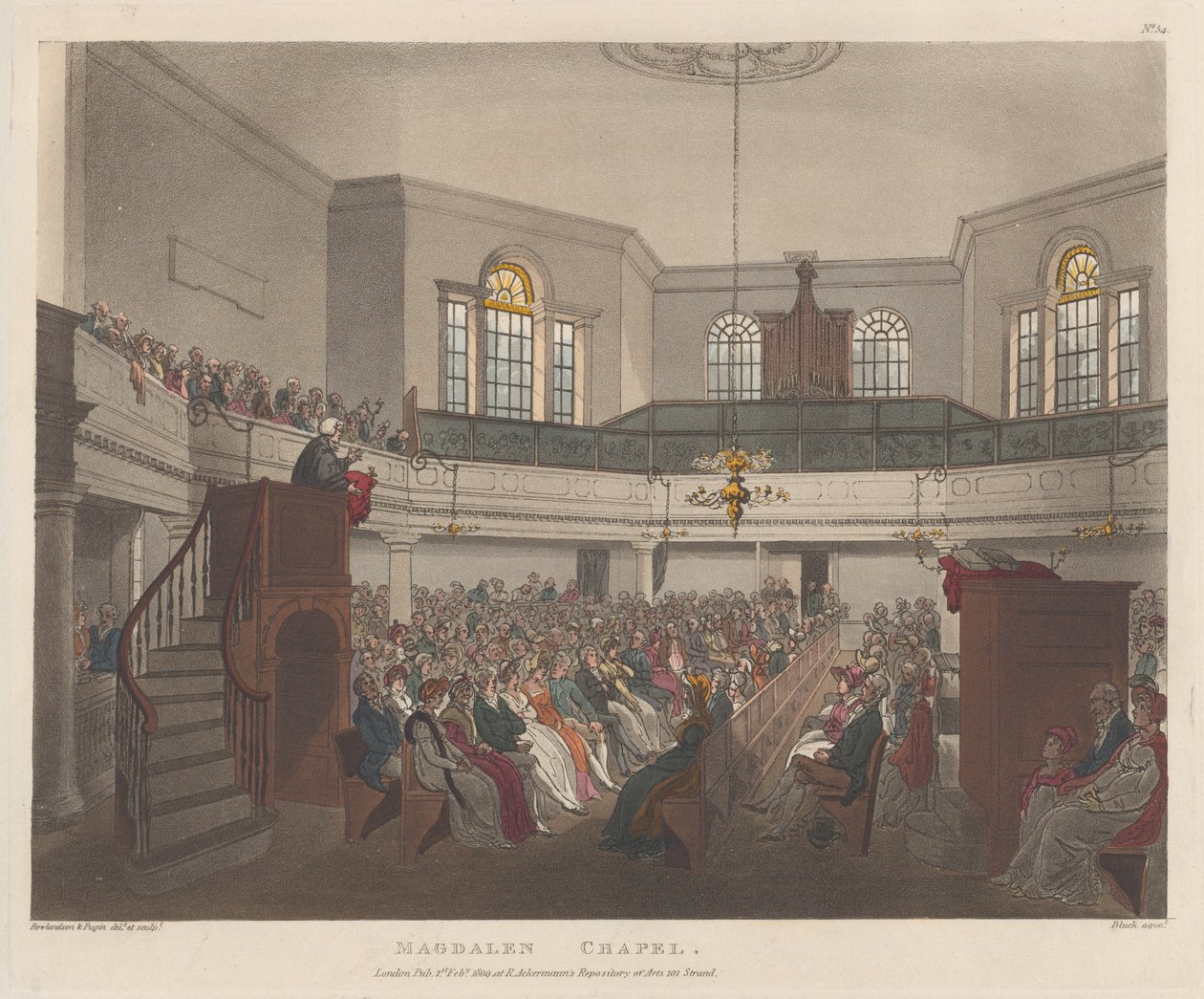 Magdalen Chapel, February 1, 1809 by J. Bluck