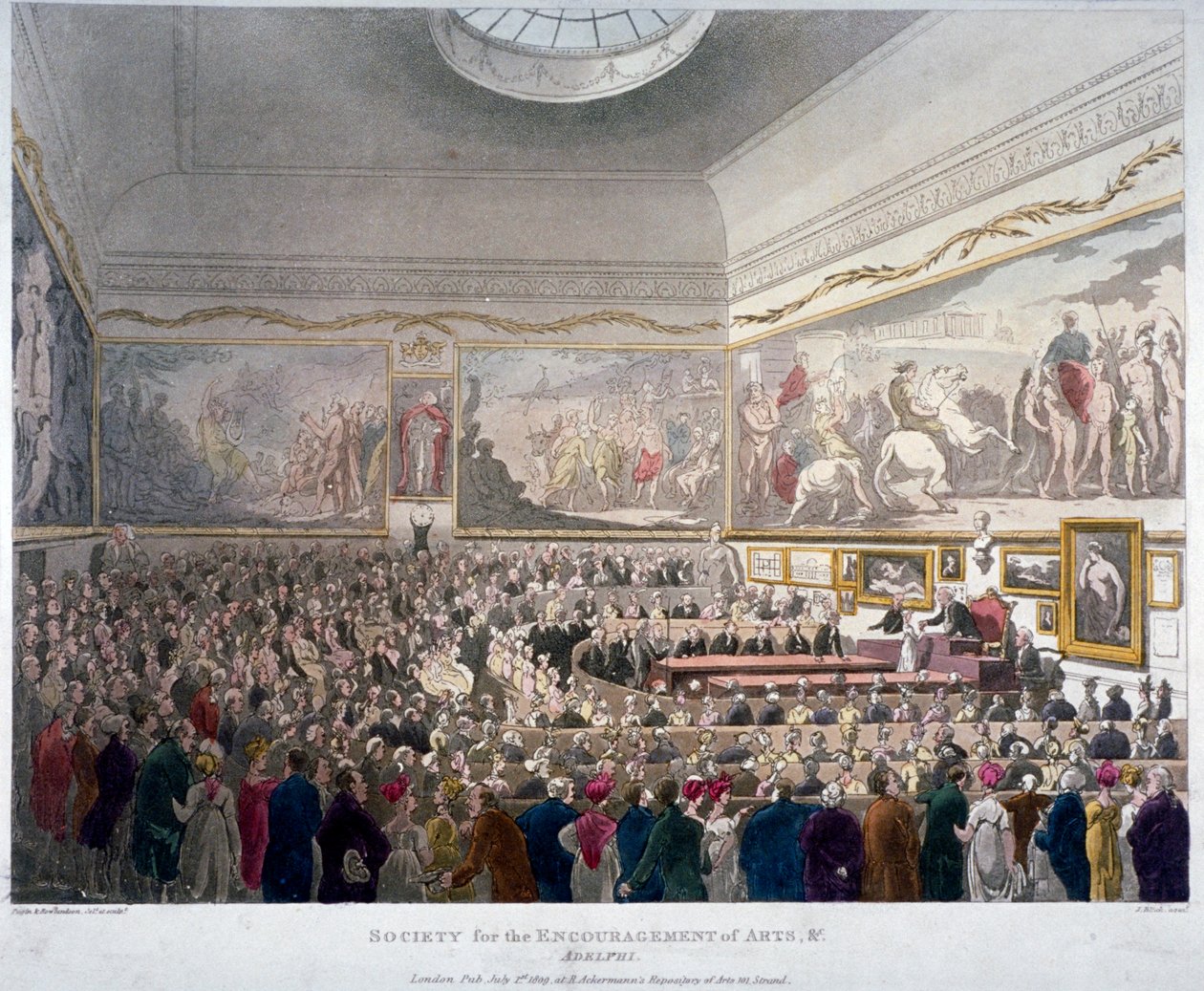 Meeting of the Society of Arts in the Adelphi Buildings, Westminster, London by J Bluck
