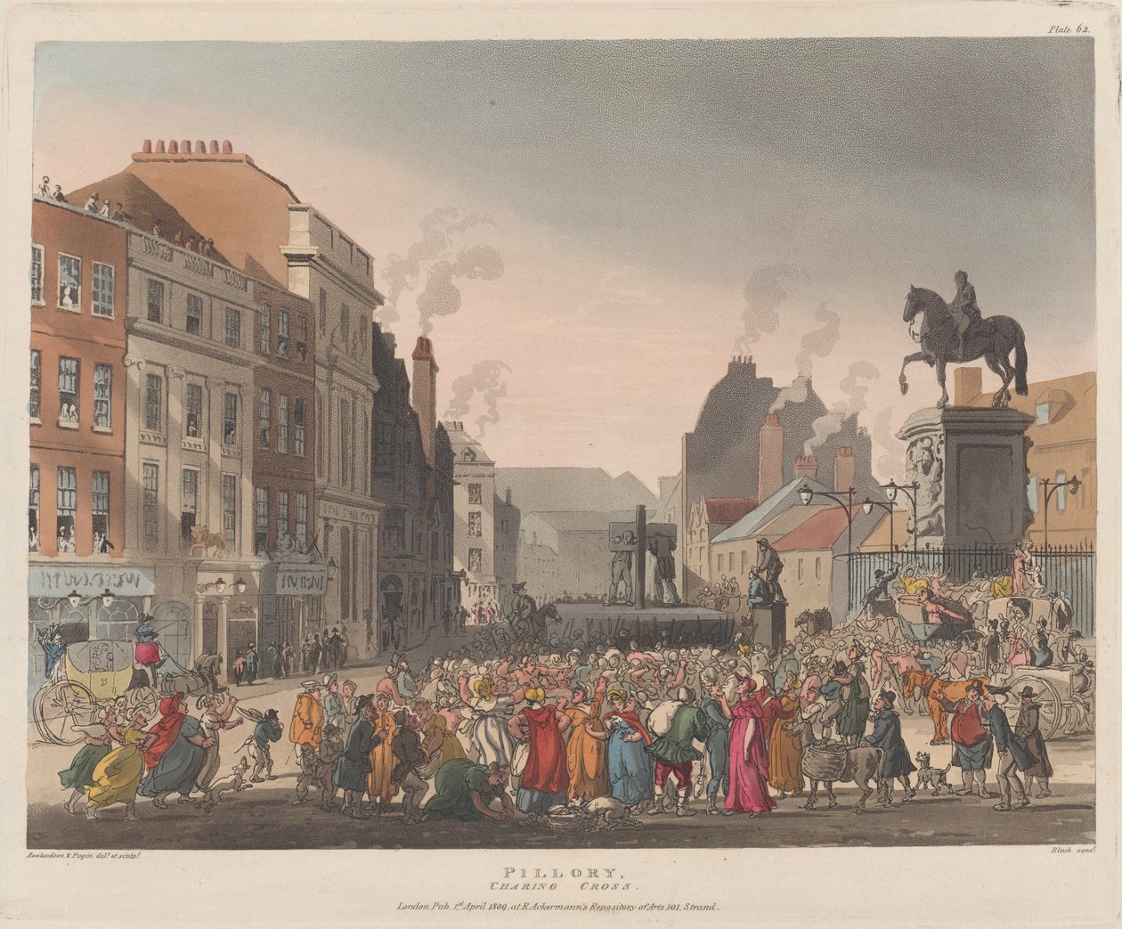 Pillory, Charing Cross, April 1, 1809 by J. Bluck