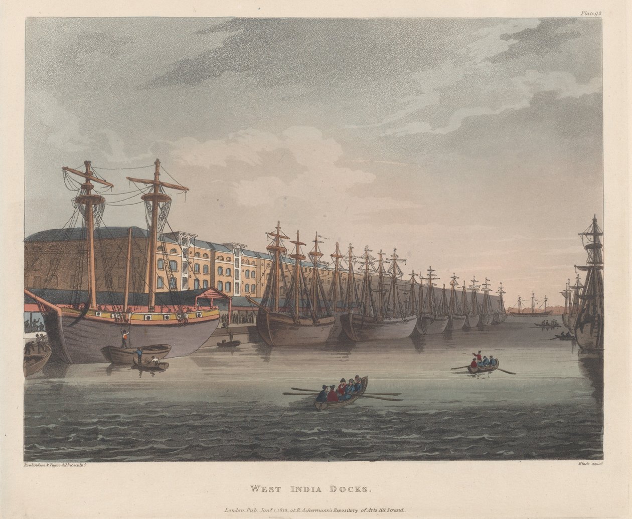 West India Docks, January 1, 1810 by J. Bluck