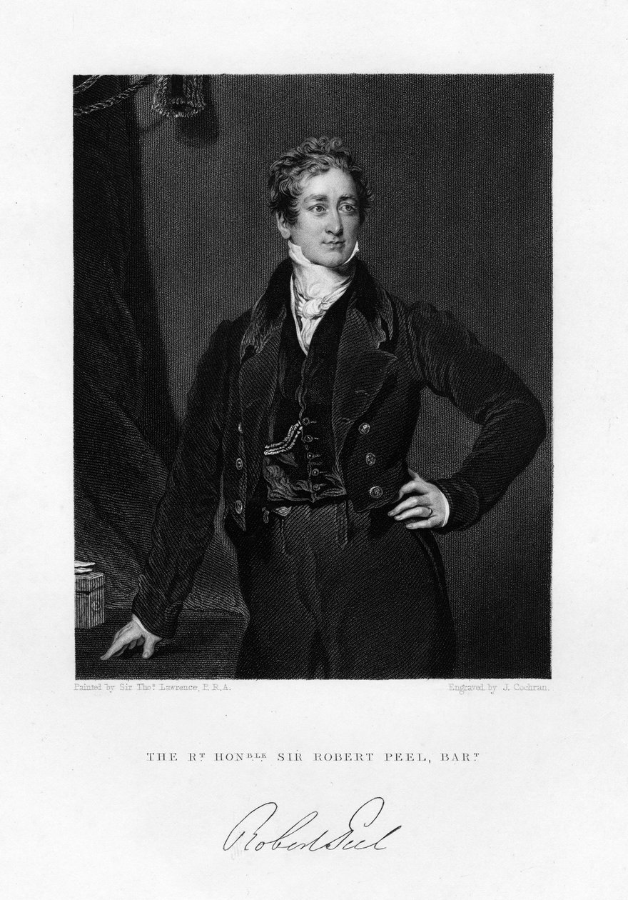 Sir Robert Peel, British Prime Minister, 19th century by J. Cochran
