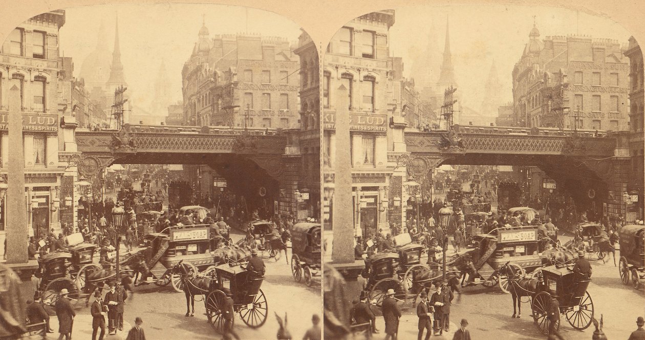 Group of 4 Stereograph Views of Ludgate Hill, London, England by J F Jarvis