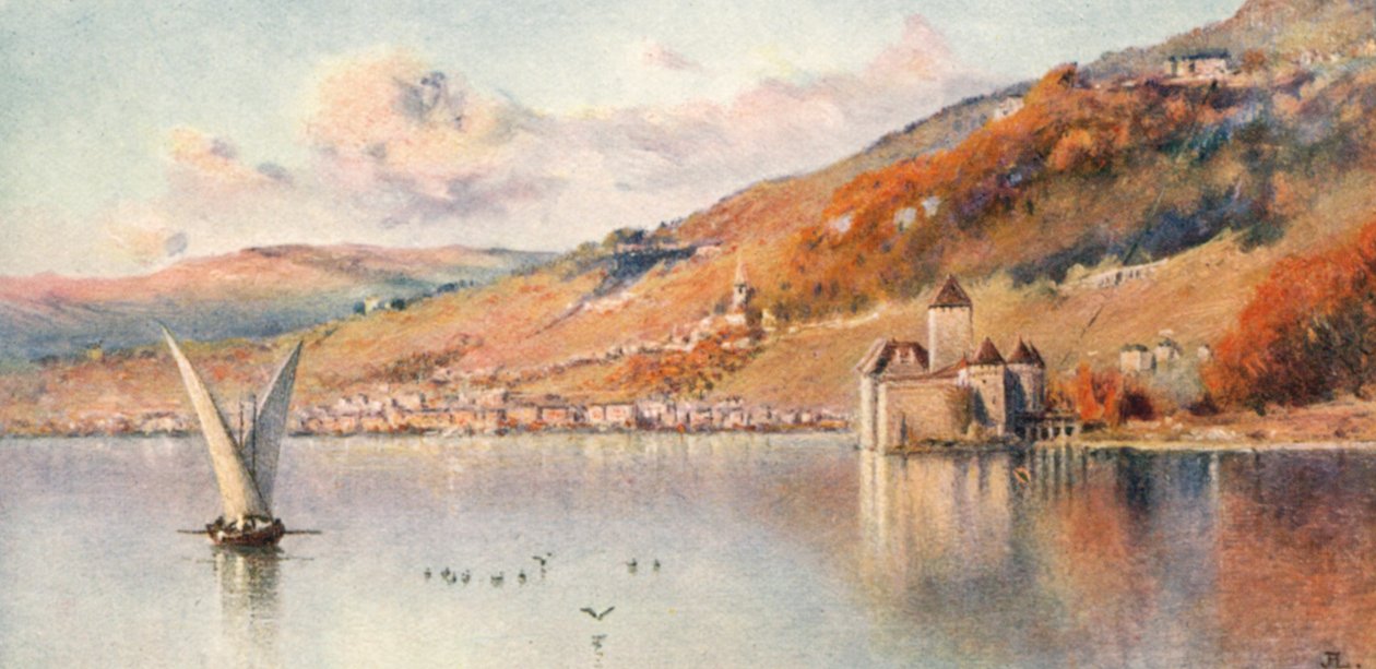 Montreux from the Lake: Autumn, JHL by J. Hardwicke Lewis