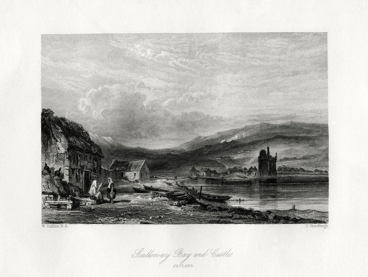 Scalloway Bay and castle, Zetland, 19th century by J. Horsburgh