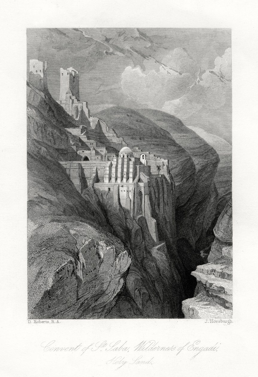The Convent of St Saba, Wilderness of Engadi, Holy Land by J. Horsburgh