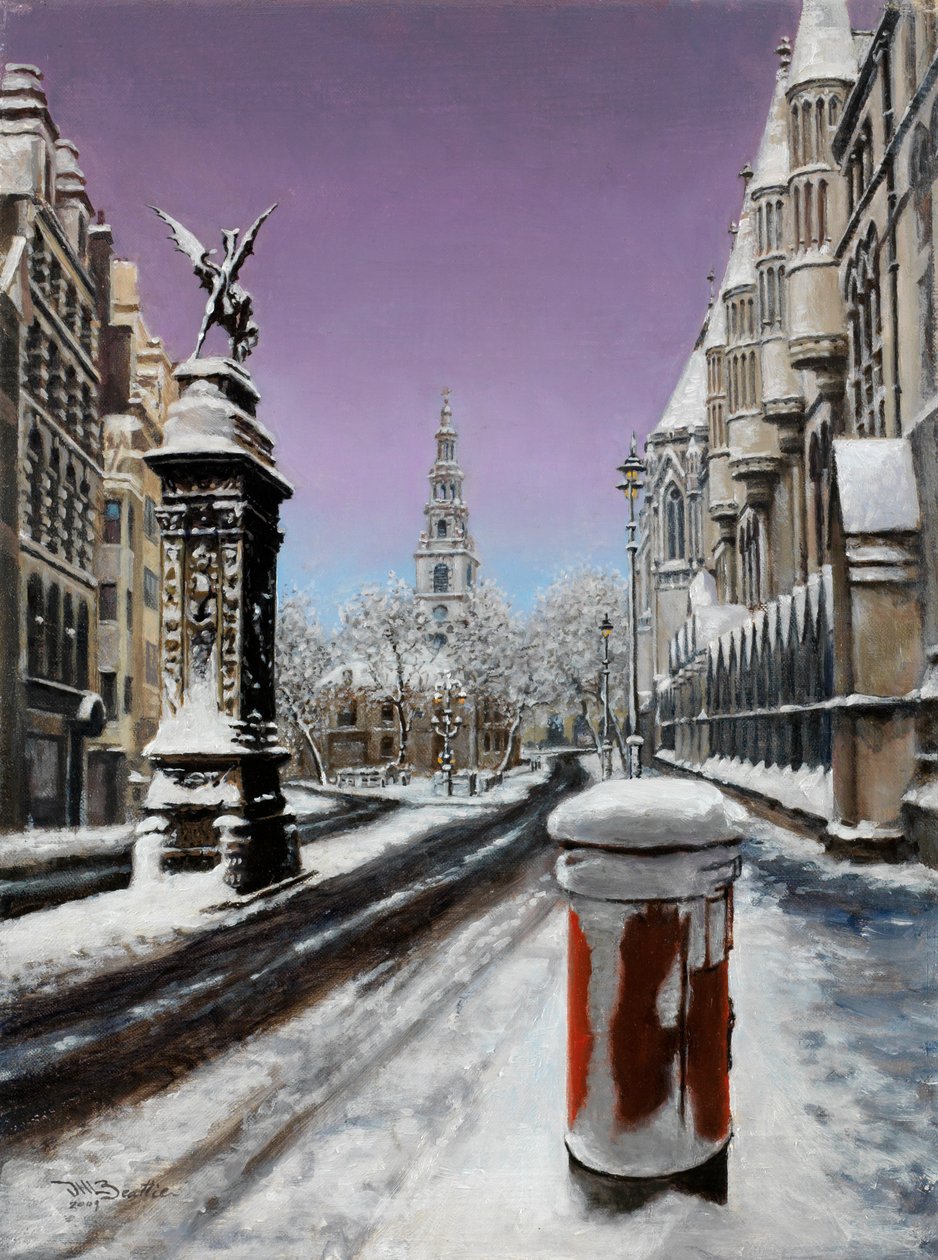 Fleet St Under Snow, 2000 by J Hugh L Beattie
