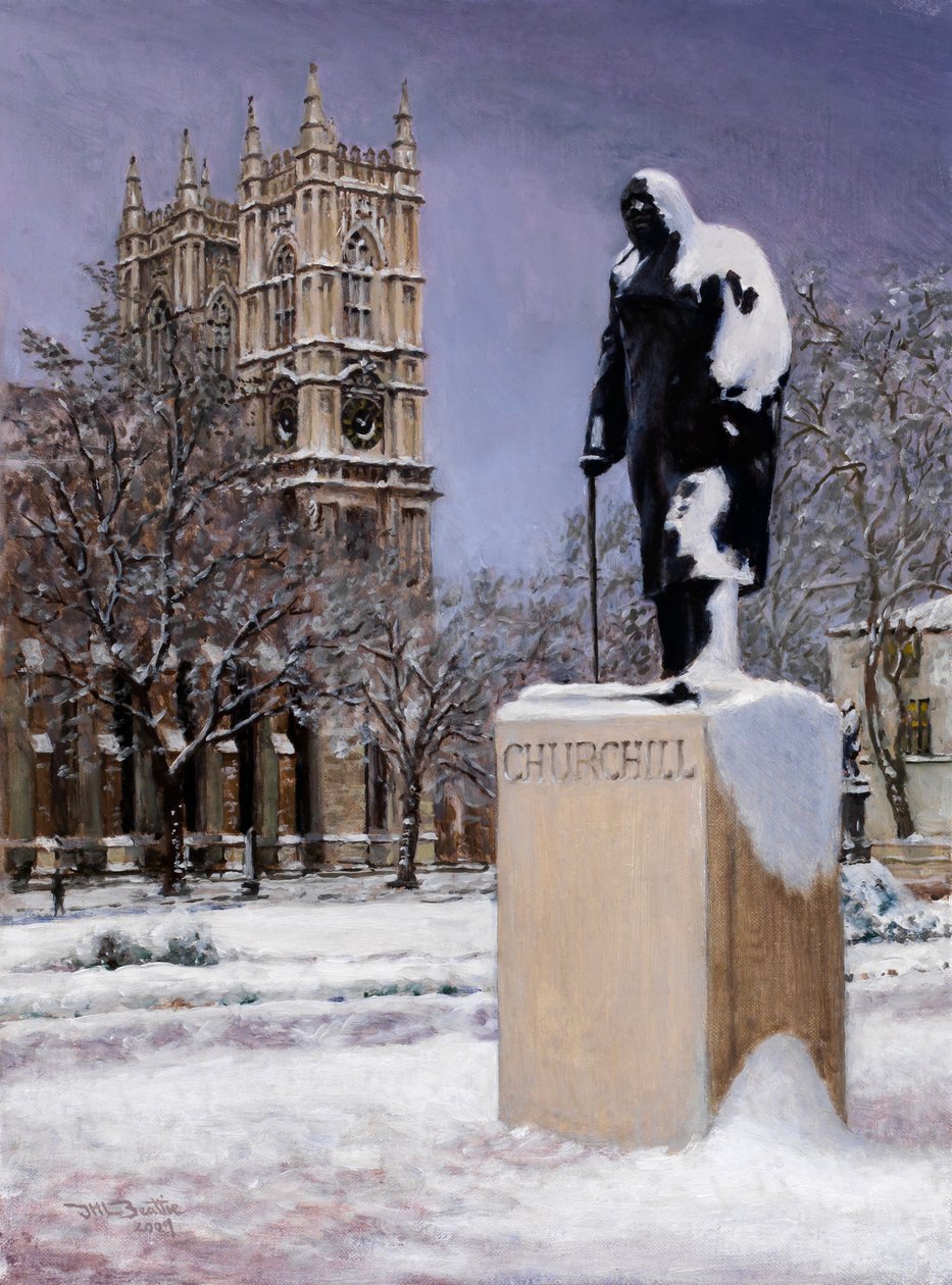 Sir Winston in the Snow, 2000 by J Hugh L Beattie