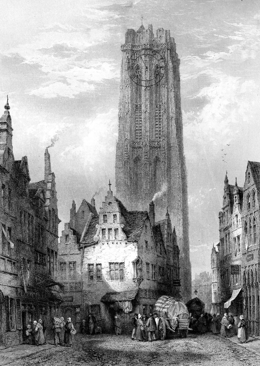 Malines Mechelen Cathedral, Antwerp, Belgium, 19th Century by J. J. Crew
