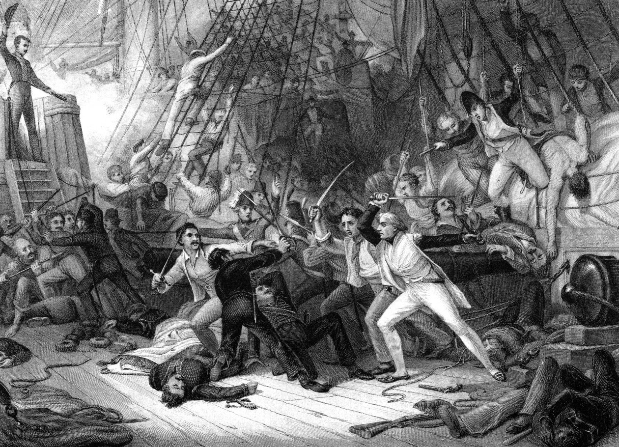 Nelson Boarding the San Josef, Battle of Cape St Vincent, 1797 by J. J. Crew