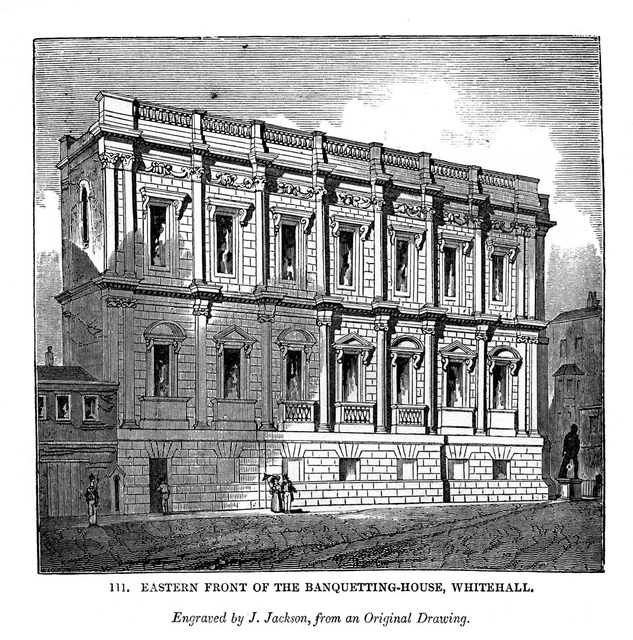 Eastern front of the banquetting house, Whitehall, 1843 by J. Jackson